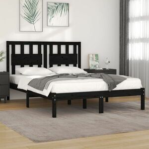 vidaXL Rama łóżka, czarna, lite drewno sosnowe, 140x200 cm obraz