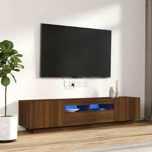 vidaXL Zestaw 2 szafek TV z oświetleniem LED, brązowy dąb obraz