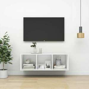 vidaXL Wisząca szafka pod TV, biała, 37x37x107 cm, płyta wiórowa obraz