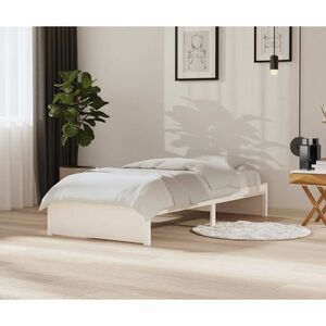 vidaXL Rama łóżka, biała, lite drewno, 90 x 200 cm obraz