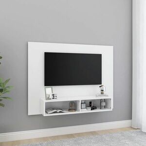 vidaXL Wisząca szafka pod TV, biała, 120 x 23, 5 x 90 cm, płyta wiórowa obraz