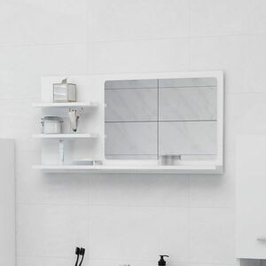 vidaXL Lustro łazienkowe, wysoki połysk, białe, 90x10, 5x45 cm, płyta obraz