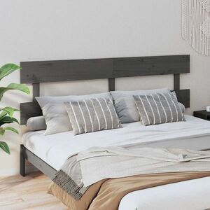 vidaXL Wezgłowie łóżka, szare, 184x3x81 cm, lite drewno sosnowe obraz