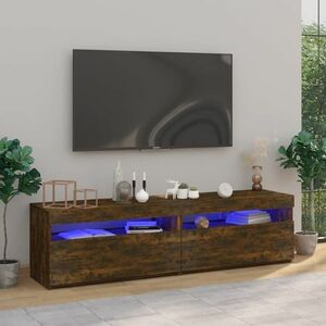 vidaXL Szafki pod TV z LED, 2 szt., przydymiony dąb, 75x35x40 cm obraz