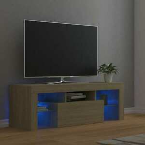vidaXL Szafka pod TV z oświetleniem LED, dąb sonoma, 120x35x40 cm obraz