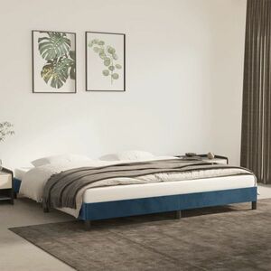 vidaXL Rama łóżka, ciemnoniebieska, 200x200 cm, tapicerowana aksamitem obraz