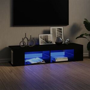 vidaXL Szafka TV z oświetleniem LED, czarna, 135x39x30 cm obraz