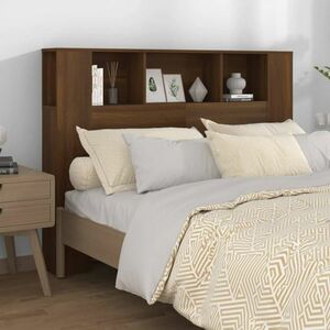 vidaXL Wezgłowie łóżka z półkami, brązowy dąb, 140x18, 5x104, 5 cm obraz