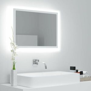 vidaXL Lustro łazienkowe z LED, białe, 60x8, 5x37 cm, akryl obraz