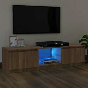 vidaXL Szafka pod TV z LED, brązowy dąb, 120x30x35, 5 cm obraz