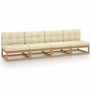 vidaXL 4-osobowa sofa ogrodowa z poduszkami, lite drewno sosnowe obraz