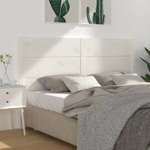 vidaXL Wezgłowie łóżka, białe, 146x4x100 cm, lite drewno sosnowe obraz