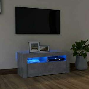 vidaXL Szafka TV z oświetleniem LED, szarość betonu, 90x35x40 cm obraz