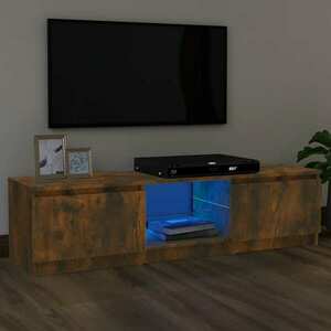 vidaXL Szafka pod TV z LED, przydymiony dąb, 120x30x35, 5 cm obraz