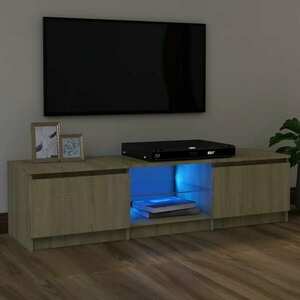 vidaXL Szafka pod TV z oświetleniem LED, dąb sonoma, 120x30x35, 5 cm obraz