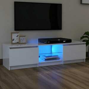 vidaXL Szafka pod TV z LED, biała, wysoki połysk, 140x40x35, 5 cm obraz