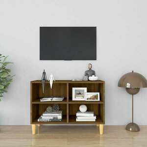 vidaXL Szafka pod TV, drewniane nóżki, brązowy dąb, 69, 5x30x50 cm obraz