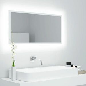 vidaXL Lustro łazienkowe z LED, białe, 90x8, 5x37 cm, akryl obraz