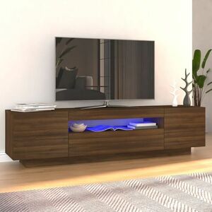 vidaXL Szafka pod TV z oświetleniem LED, brązowy dąb, 160x35x40 cm obraz