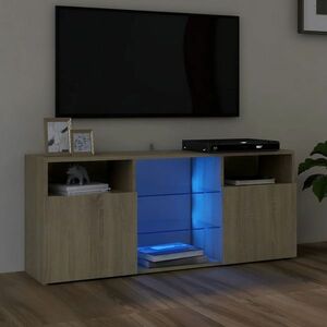 vidaXL Szafka TV z oświetleniem LED, dąb sonoma, 120x30x50 cm obraz