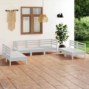 vidaXL 7-cz. zestaw wypoczynkowy do ogrodu, biały, drewno sosnowe obraz