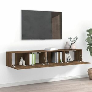 vidaXL Zestaw 2 szafek pod TV, brązowy dąb, materiał drewnopochodny obraz