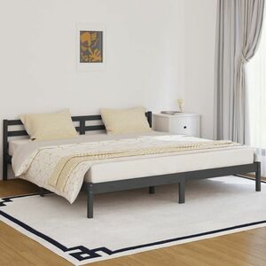 vidaXL Rama łóżka, lite drewno sosnowe, 200x200 cm, szare obraz