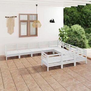 vidaXL 10-cz. zestaw wypoczynkowy do ogrodu, biały, drewno sosnowe obraz