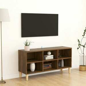 vidaXL Szafka pod TV, drewniane nóżki, brązowy dąb, 103, 5x30x50 cm obraz