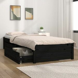 vidaXL Rama łóżka z szufladami, czarna, 90x200 cm obraz