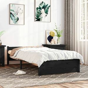 vidaXL Rama łóżka, czarna, lite drewno, 90 x 200 cm obraz
