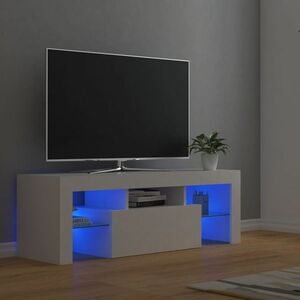 vidaXL Szafka pod TV z oświetleniem LED, biała, 120x35x40 cm obraz