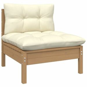 vidaXL Ogrodowa sofa środkowa z poduszkami, miodowy brąz, lita sosna obraz