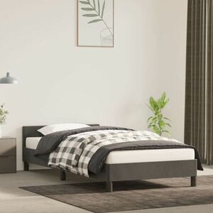 vidaXL Rama łóżka z zagłówkiem, ciemnoszara, 80x200 cm, aksamitem obraz