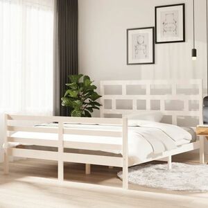 vidaXL Rama łóżka, biała, lite drewno sosnowe, 160 x 200 cm obraz