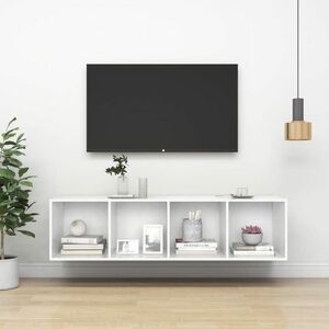 vidaXL Wisząca szafka TV, biała, 37x37x142, 5 cm, płyta wiórowa obraz