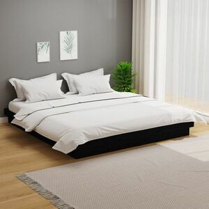 vidaXL Rama łóżka, czarna, lite drewno, 200 x 200 cm obraz