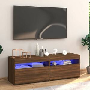 vidaXL Szafka pod TV z oświetleniem LED, brązowy dąb, 120x35x40 cm obraz