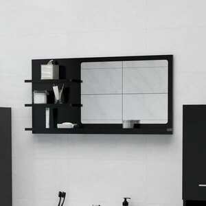 vidaXL Lustro łazienkowe, czarne, 90x10, 5x45 cm, płyta wiórowa obraz