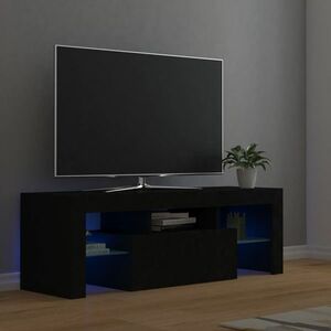 vidaXL Szafka pod TV z oświetleniem LED, czarna, 120x35x40 cm obraz