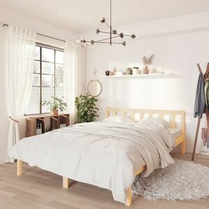 vidaXL Rama łóżka z litego drewna sosnowego, 120x190 cm, podwójna obraz