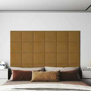 vidaXL Panele ścienne, 12 szt., brązowe, 30x30 cm, aksamit, 1, 08 m² obraz
