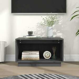 vidaXL Szafka pod telewizor, szara, 60x35x35 cm, lite drewno sosnowe obraz
