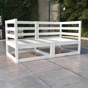 vidaXL 2-osobowa sofa ogrodowa, biała, lite drewno sosnowe obraz
