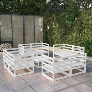 vidaXL 9-cz. zestaw mebli wypoczynkowych do ogrodu, biały, sosnowy obraz
