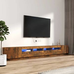 vidaXL Zestaw 3 szafek TV z oświetleniem LED, przydymiony dąb obraz