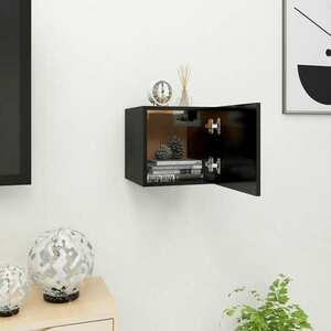 vidaXL Wisząca szafka telewizyjna, czarna, 30, 5x30x30 cm obraz