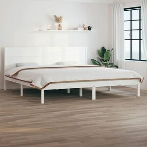 vidaXL Rama łóżka, biała, lite drewno sosnowe, 200x200 cm obraz