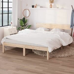 vidaXL Rama łóżka z litego drewna sosnowego, 140 x 190 cm obraz