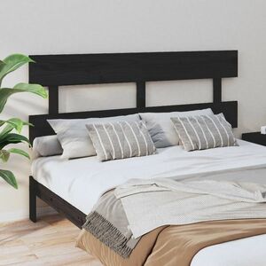 vidaXL Wezgłowie łóżka, czarne, 154x3x81 cm, lite drewno sosnowe obraz